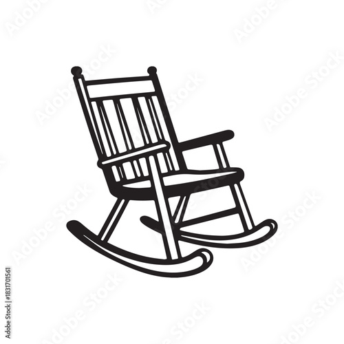 Classic Wooden Rocking Chair Silhouette for Comfort, Relaxation, and Grandparent Furniture.