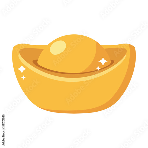 Illustration of Chinese Gold Ingot flat