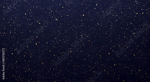 Dark blue background with gold dots creates elegant design