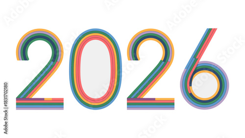 Vision of the Future: The year 2026, rendered in a vibrant, layered design that evokes the excitement of anticipation and the promise of new beginnings. This artpiece encapsulates the concept of time.