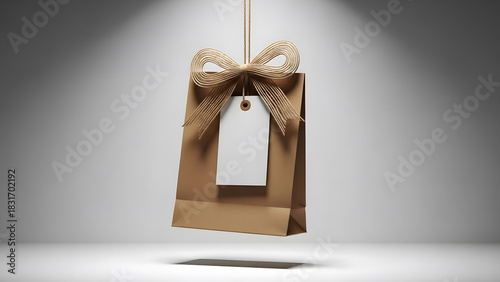 Floating Kraft Gift Bag with Minimal Twine Bow