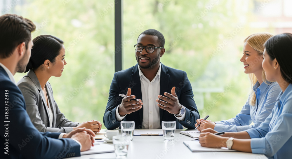 custom made wallpaper toronto digitalDiverse Business Team Meeting in Modern Office