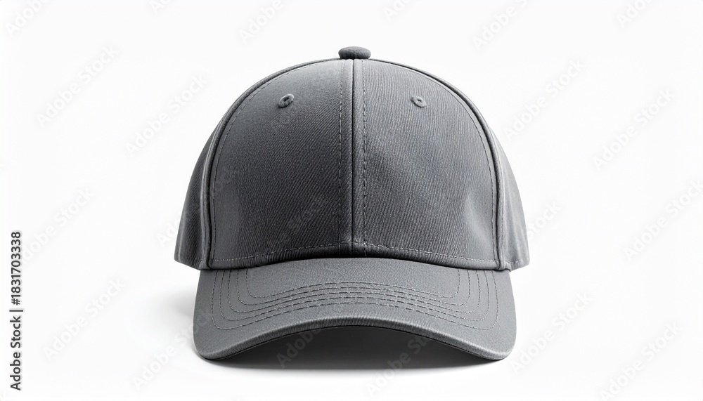 Fototapeta premium Plain Gray Baseball Cap – Casual Headwear with Curved Brim and Structured Crown