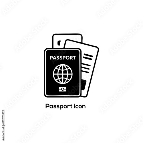 Passport and Ticket Icon Vector Symbol of International Travel, Global Citizen, Immigration, and Foreign Border Control