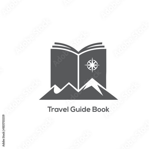 Travel Guide Book Icon Vector Symbol of Navigation, Mountain Adventure, Compass Direction, Tourism Planning, and Exploration