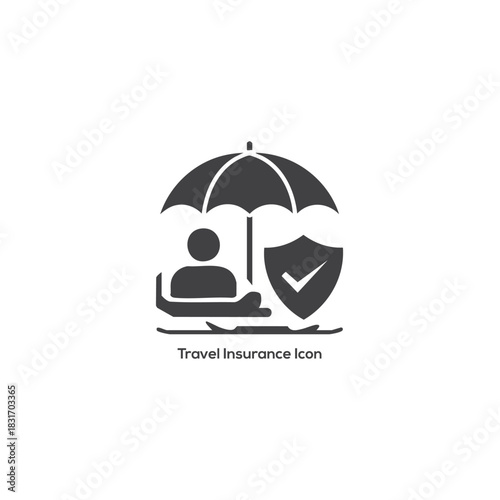 Travel Insurance Icon Vector Logo Symbol of Safety, Protection, and Security for Vacation, Business, or Global Trip