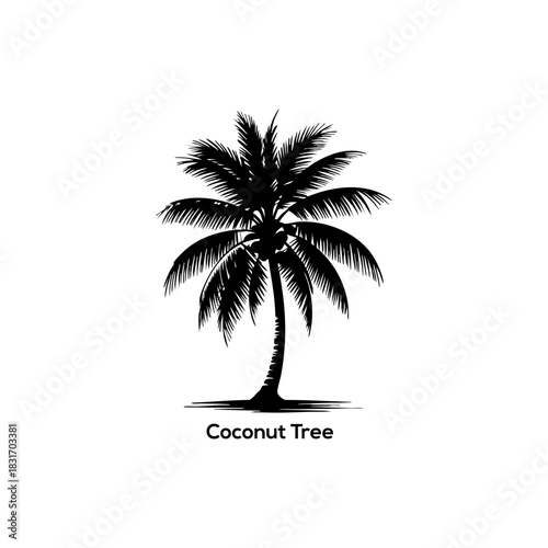 Wallpaper Mural Coconut Tree Silhouette Vector Icon Symbol of Tropical Beach Vacation, Summer Paradise, and Exotic Island Travel Torontodigital.ca