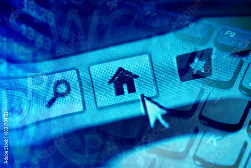 House icon and cursor. Macro image.