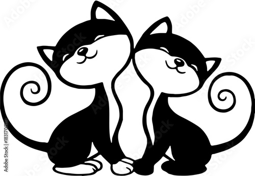 black and white cats design illustration 
