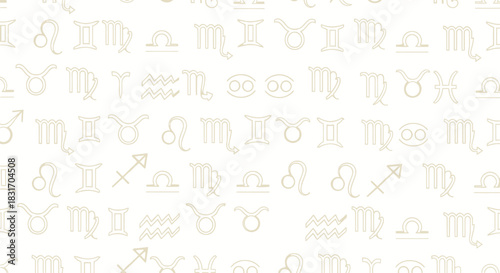 Subtle Zodiac Symbols Pattern with Light Embossed Astrological Signs for Creative Design Use