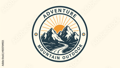 Vintage Mountain Adventure Outdoor Logo Design - Hiking, Travel, & Camping Brand Identity