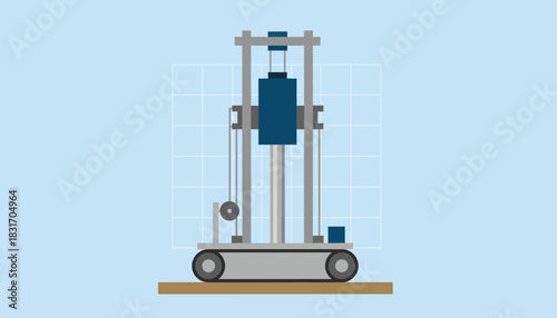 Flat Design Bore Piling Machine Illustration - Geotechnical Engineering & Construction Equipment on Grid Background