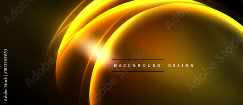 Abstract golden lines create dynamic wave effect. Dark background emphasizes bright illumination, modern design element.