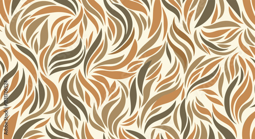 A harmonious blend of organic shapes and earthy tones creates a visually rich and textured pattern.