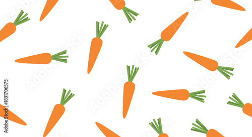 Fresh healthy carrots scattered on a clean white background for healthy eating and organic farming.