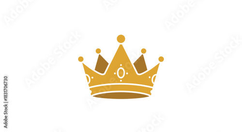 A golden crown symbolizing royalty and power sits on a white background.