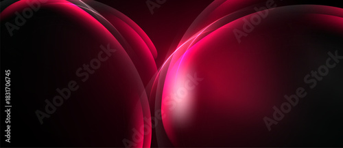 Abstract shapes, dark red hues, smooth gradients create dynamic composition. Minimalist design, modern aesthetic, elegant visual impact.