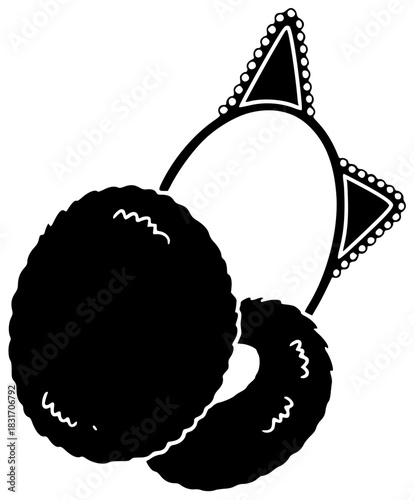 winter illustration headset silhouette music logo young icon lifestyle outline people headphones earphones happy person technology wireless song fun shape white vector graphic background