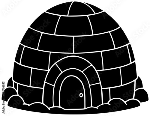 house illustration igloo silhouette winter logo snow icon nature outline ice landscape cold sky dome arctic shelter white north shape for vector graphic background