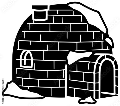 house illustration igloo silhouette winter logo snow icon nature outline ice landscape cold sky dome arctic shelter white north shape for vector graphic background
