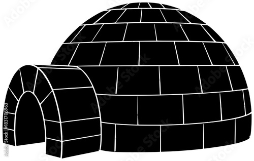 house illustration igloo silhouette winter logo snow icon nature outline ice landscape cold sky dome arctic shelter white north shape for vector graphic background