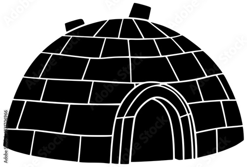 house illustration igloo silhouette winter logo snow icon nature outline ice landscape cold sky dome arctic shelter white north shape for vector graphic background