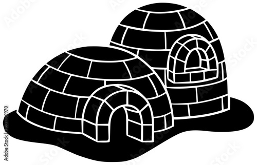 house illustration igloo silhouette winter logo snow icon nature outline ice landscape cold sky dome arctic shelter white north shape for vector graphic background