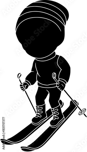 sport illustration winter silhouette mountain logo extreme icon active outline ski action vacation downhill snow white fun skier speed shape landscape vector graphic background