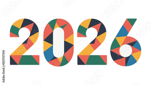 Year 2026: A vibrant and colorful design showcases the year 2026, inviting anticipation for future events.