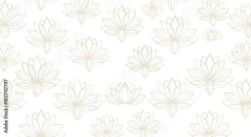 Elegant seamless pattern of delicate lotus flowers in soft pastel tones for backgrounds and textiles