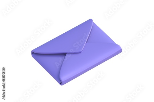 Envelope of purple color isolated on white background. Unread message. Email correspondence. Anonymous spam dispatch. 3d render