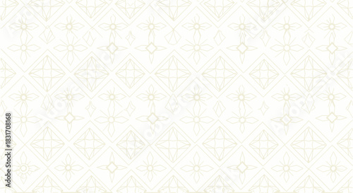 Intricate and Elegant Geometric Pattern Featuring Symmetrical Floral Elements for Decorative Designs