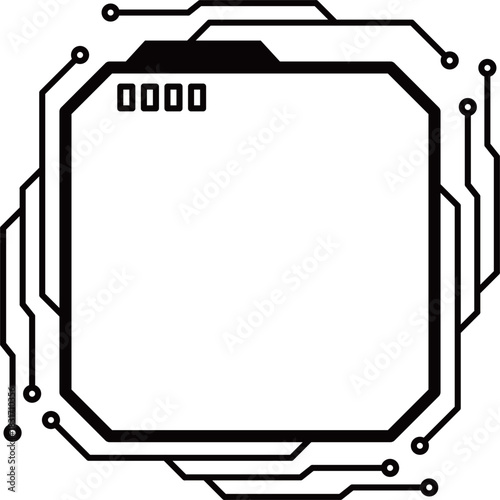 サイバーパンクな電子回路フレーム　ブラック