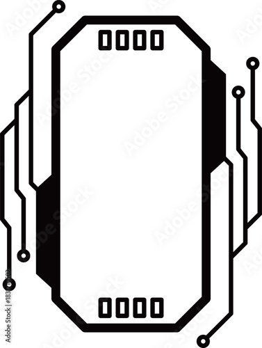 サイバーパンクな電子回路フレーム　ブラック
