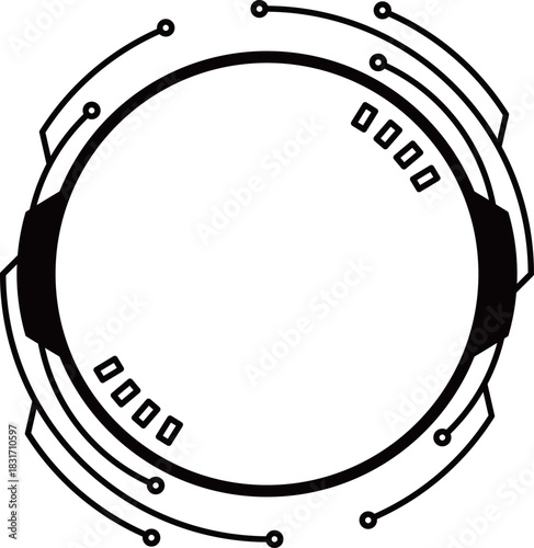 サイバーパンクな電子回路フレーム　ブラック