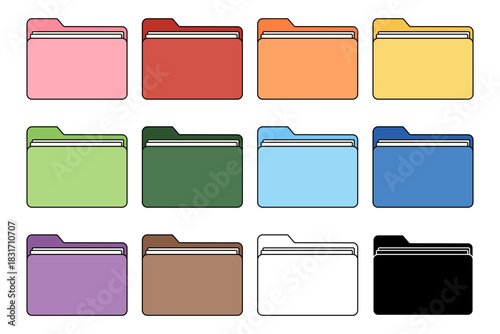 Set of folder  12 Colors Illustration Elements	