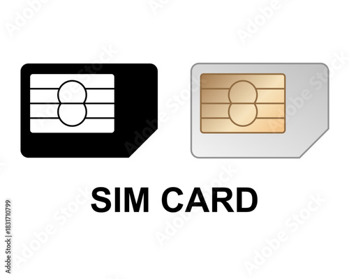 Set of SIM Card Icons (Outline and Realistic Design) for Communication and Mobile Devices Vector Illustrations of Subscriber Identity Module for Smartphone and Connectivity Graphics internet wi-fi