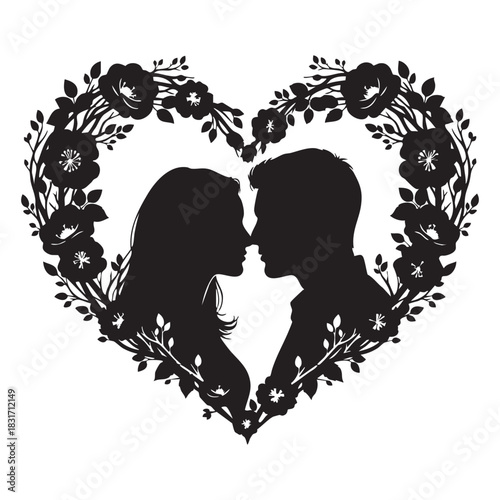 Amazing valentine's day silhouette vector art illustration