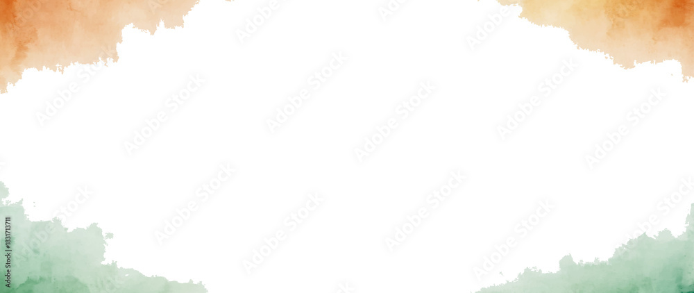 Obraz premium indian watercolor border in orange and green for Indian theme design: indian, flag, republic, independence, day, png