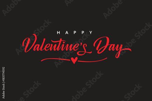 Happy Valentines Black Background Text Design, Valentines Text Background Vector For Print.