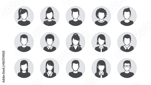 Anonymous User Avatar Icons Set. Generic Male and Female Profile Pictures for Web UI and Social Media