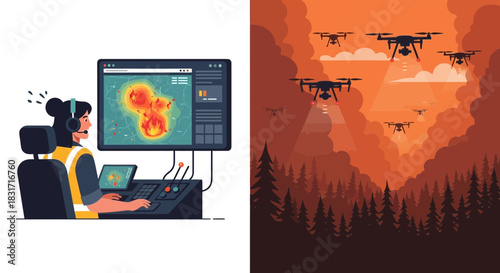 Precision wildfire monitoring with drone technology and centralized control system
