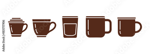 Icon of a coffee cup in glyph style. Tea cup symbol. Juice icon represented in glyph. Colored mug symbol. Vector illustration


