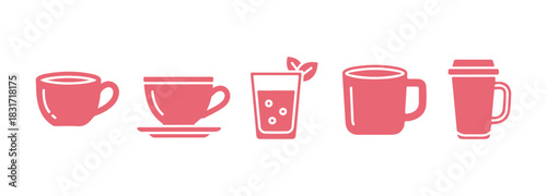 Coffee cup glyph icon. Tea cup symbol. Juice glyph icon. Colored mug symbol. Vector illustration