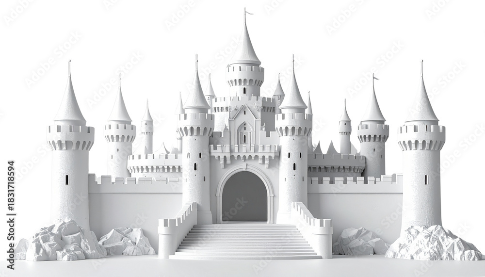 Obraz premium Architectural illustration of a church, castle isolated on white background