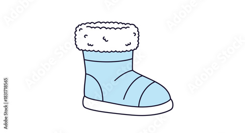 Blue winter boot with fluffy white fur lining and a sturdy rounded sole designed for cold weather comfort and everyday outdoor outfit protection.