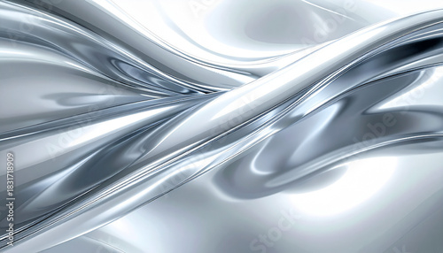 Fototapeta Naklejka Na Ścianę i Meble -  銀色のメタリック波が交差するダイナミックな背景