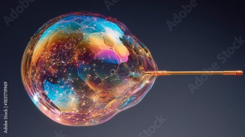 Wallpaper Mural Giant Soap Bubble Creation with a Bubble Wand in Vibrant Colors Torontodigital.ca