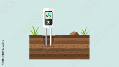 Digital Soil Moisture Meter Testing The Soil Humidity Level