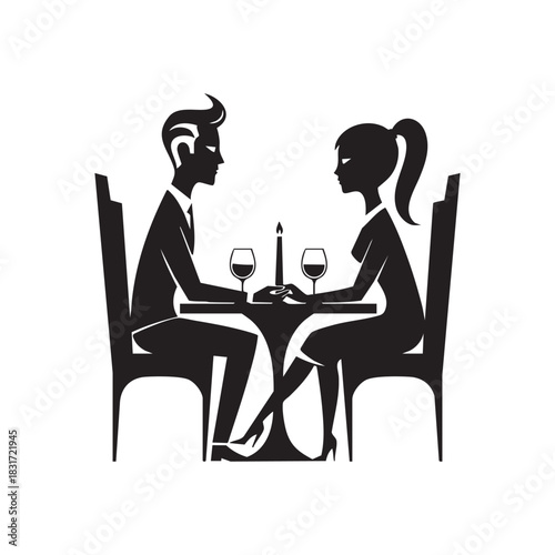 Amazing valentine's couple silhouette vector art illustration